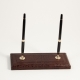 Double Pen Stand, Brown "Croco" Leather, 